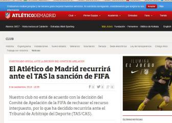 Atlético Madrid to appeal against FIFA transfer ban