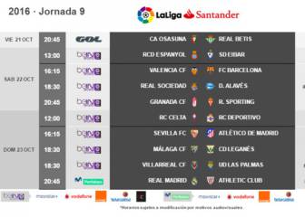 Match-day 9 times confirmed: Valencia-Barça: 22/10, Madrid-Athletic: 23/10