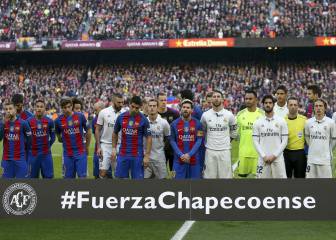 Barça y Madrid homenajearon a las víctimas del Chapecoense