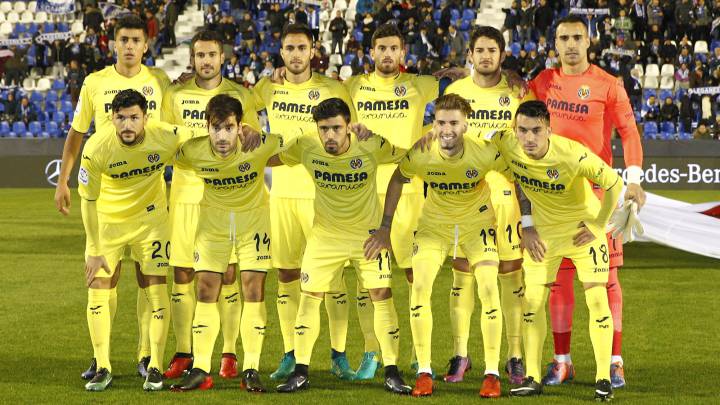 El Villarreal posa antes del partido en Leganés. 