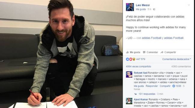 Primera renovación de Messi: contrato vitalicio con Adidas AS.com