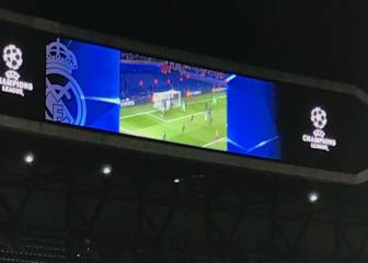 El 4-0 del PSG al Barça, por el videomarcador del Bernabéu