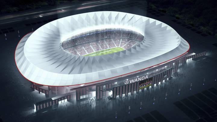 Maqueta panorámica del proyecto en 3D del estadio Wanda Metropolitano.