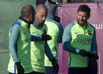 Penúltimo entrenamiento del Barça: Mascherano no llega
