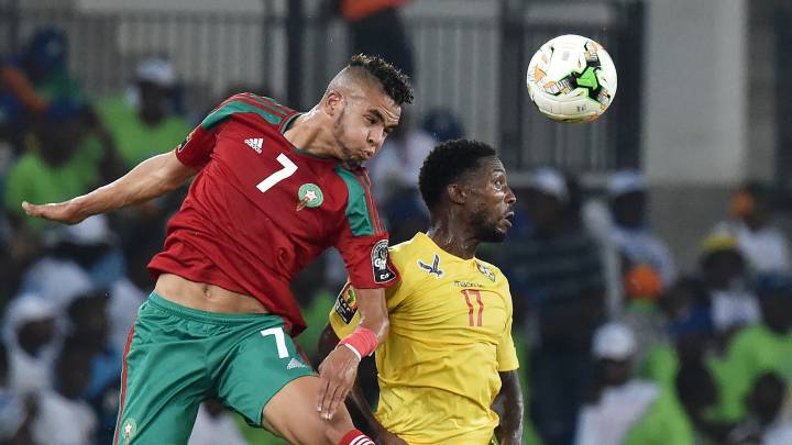 Youssef En-Nesyri durante un partido con Marruecos. 