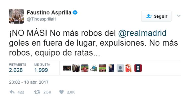 Asprilla: "No más robos del Real Madrid, equipo de ratas"