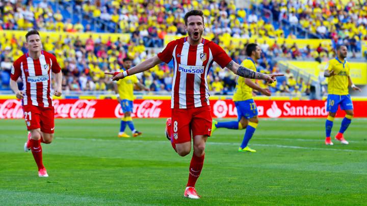 Saúl celebra su gol ante Las Palmas.
