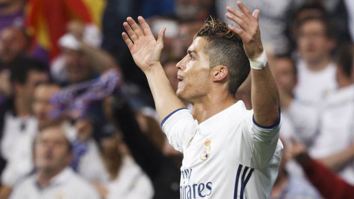 Cristiano Ronaldo, durante el Real Madrid 3-0 Atlético de Madrid de ida de semifinales de la Champions League 2016-2017.