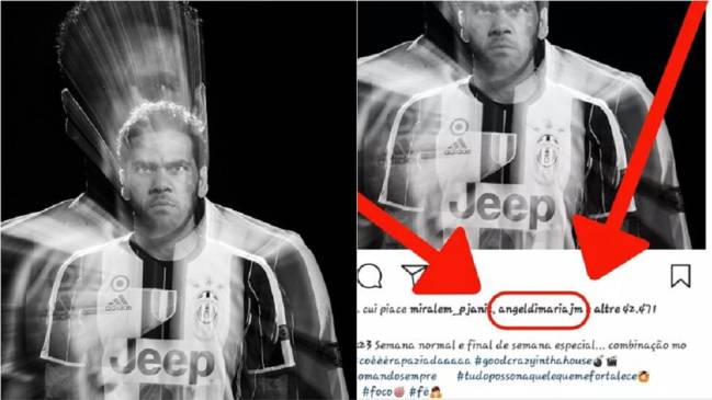 La captura del Instagram de Dani Alves de 'Corriere dello Sport' con el 'like' de Di María.