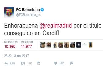 El Barcelona felicitó al Real Madrid en las redes sociales