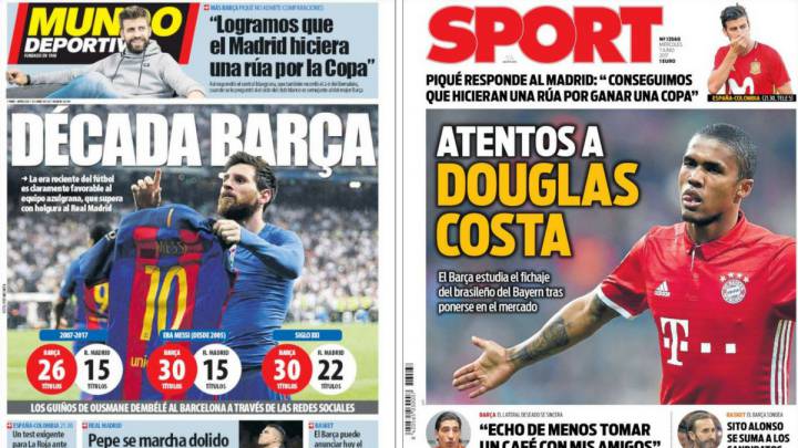 Portadas de los diarios Sport y Mundo Deportivo del día 7 de junio de 2017.