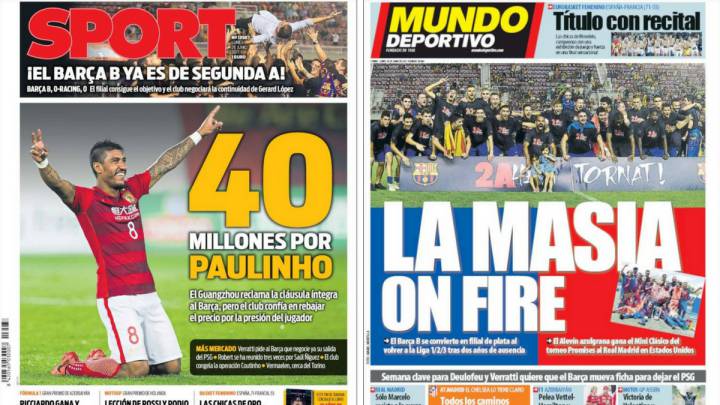 Portadas de los diarios Sport y Mundo Deportivo del día 26 de junio de 2017.