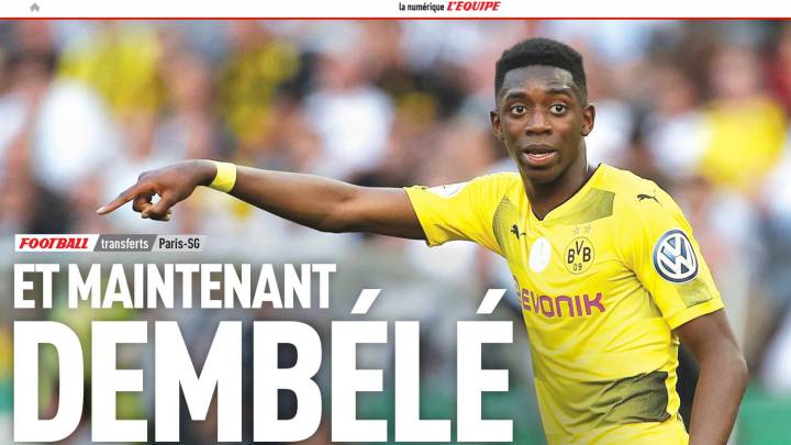 Portada de L'Équipe sobre Dembelé y el PSG