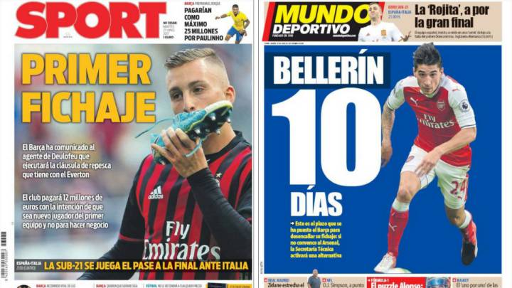 Portadas de los diarios Sport y Mundo Deportivo del día 27 de junio de 2017.
