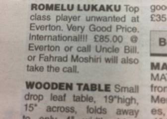 Intentan vender a Lukaku en un anuncio por palabras del periódico