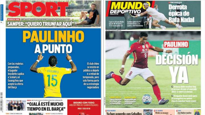 Portadas de los diarios Sport y Mundo Deportivo del día 11 de julio de 2017.