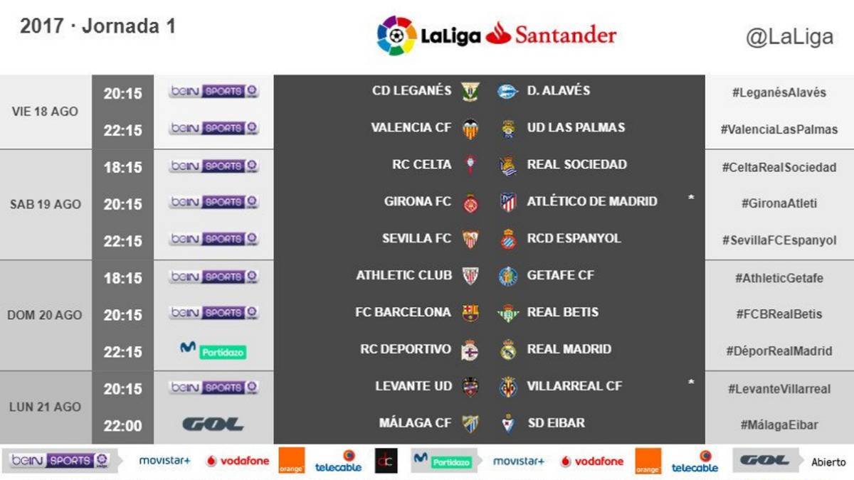 motivo portugués fin de semana LaLiga Santander Ya hay horarios de la jornada 1 - AS.com