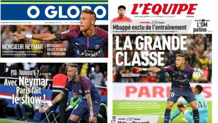 La prensa deportiva mundial se rinde a Neymar tras su partidazo con el PSG.