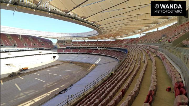 El Wanda Metropolitano está ya esperando el césped.