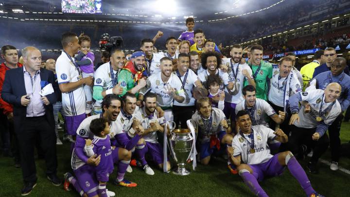 El Real Madrid festejando el título de Champions League en Cardiff.