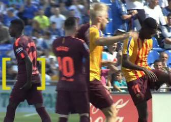 Dembélé ya parecía tocado en el calentamiento en Getafe