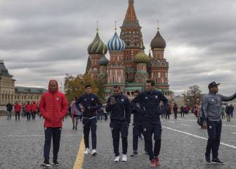 Muriel y el Sevilla visitan la Plaza Roja de Moscú