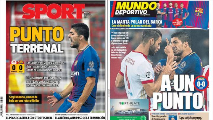 Portadas de los diarios Sport y Mundo Deportivo del día 1 de noviembre de 2017.