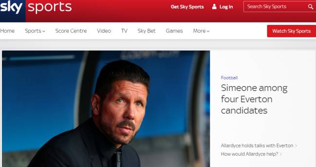 Sky Sports coloca a Simeone en los candidatos del Everton.