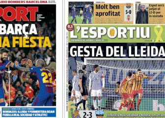 La fiesta del Barça y la gesta del Lleida, en las portadas catalanas