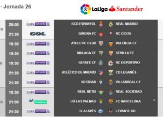 Dates and kick-off times for Week 26 of LaLiga