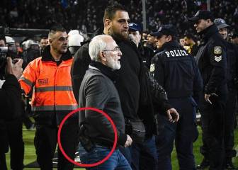 Greek league game halted as gun-toting club owner leads protests over disallowed goal