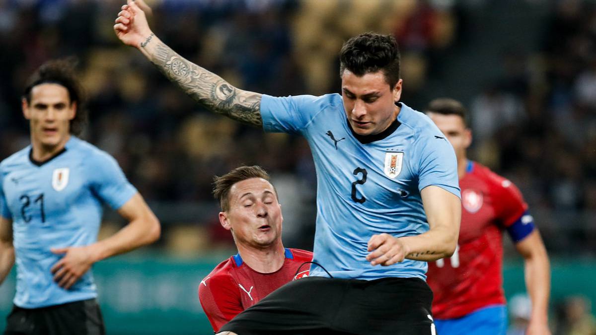 Giménez con la selección uruguaya. 
