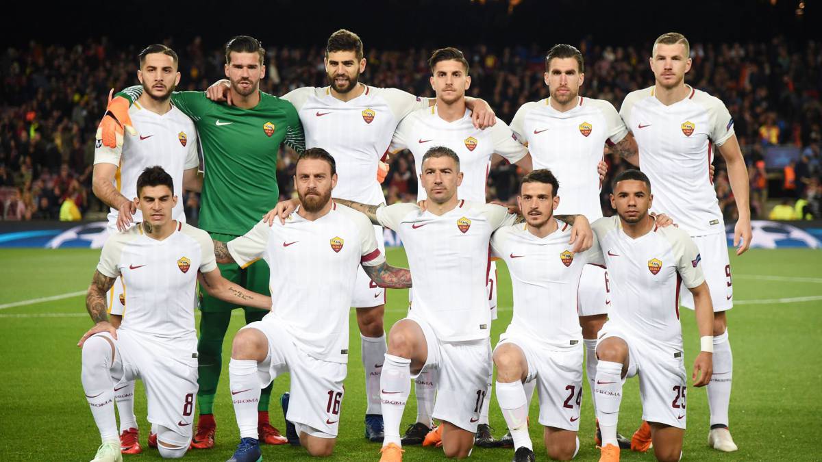 El once del Roma ante el Barcelona, con Florenzi, Pellegrini y De Rossi.