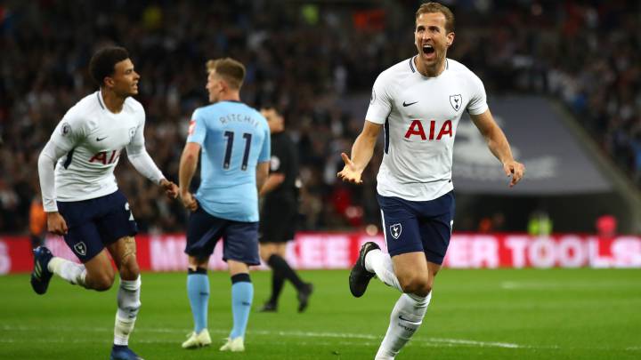 Kane celebra un gol con el Tottenham ante el Newcastle