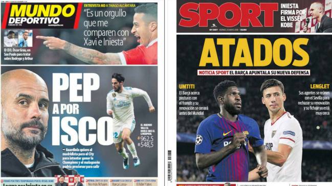 Portadas de los diarios Sport y Mundo Deportivo del día 25 de mayo de 2018.