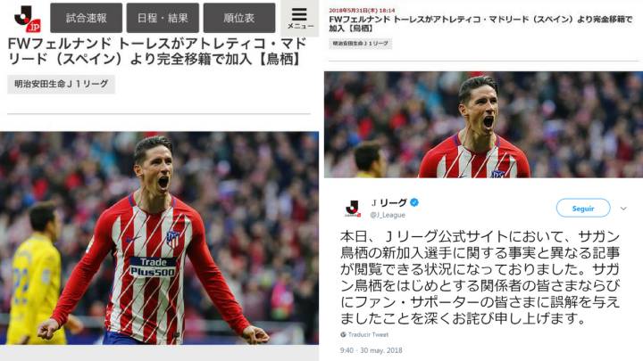 J League Announce Fernando Torres Acquisition By Mistake As Com