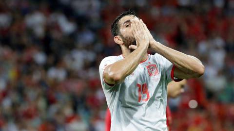 Costa se lamenta de una ocasión fallada en el Portugal-España.