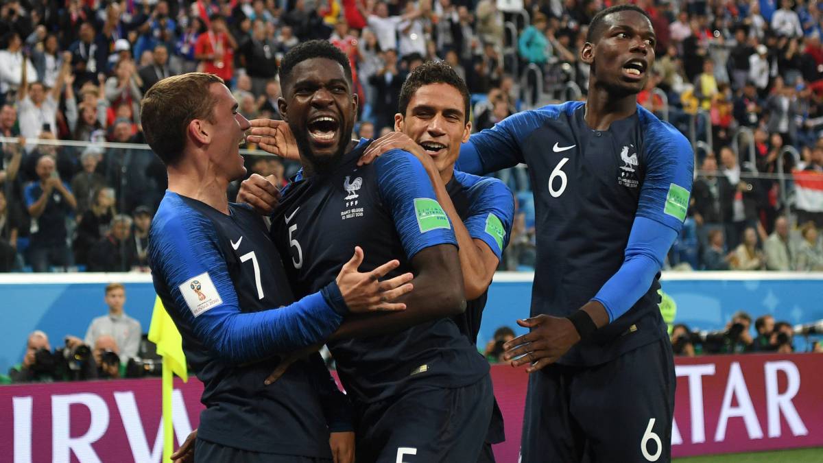 Umtiti celebra su gol ante BÃ©lgica.