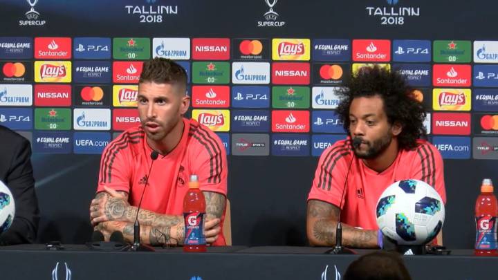 Ramos y Marcelo en rueda de prensa.