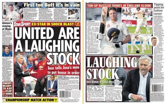 Contraportadas del 'Daily Star' y el 'Daily Express' del miércoles 22 de agosto de 2018.