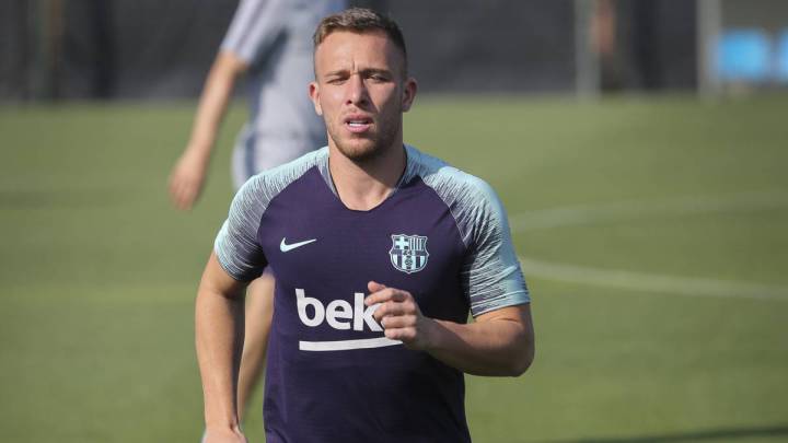 Arthur, en un entrenamiento con el Barcelona. 