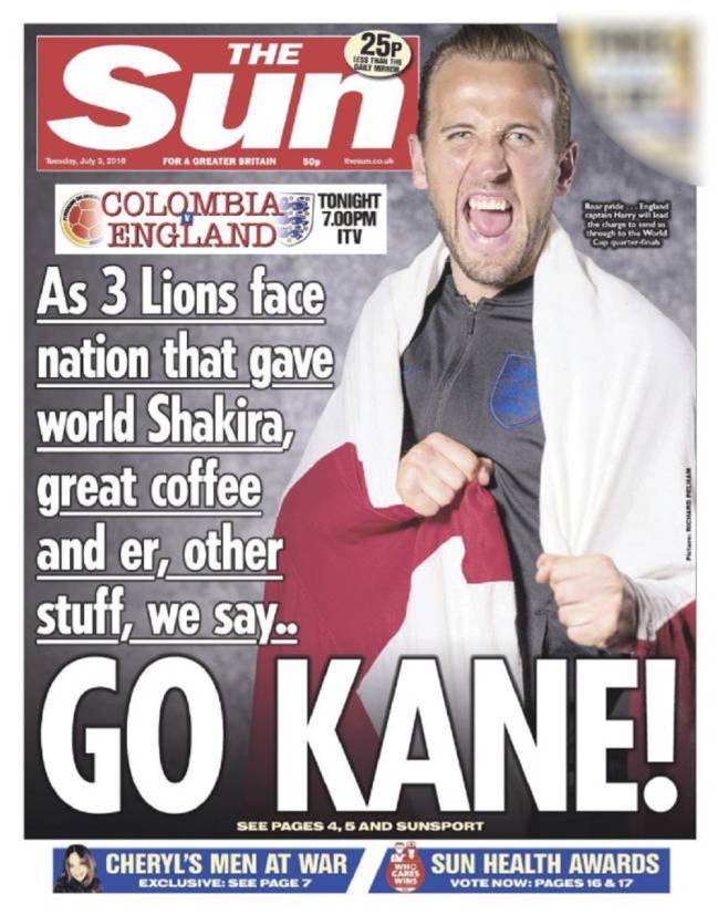 Portada del diario The Sun haciendo referencia a la cocaína.