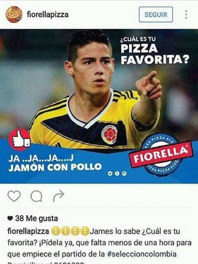 El anuncio de la pizzería en el que se burlan de James: "Ja ja jamón con pollo".