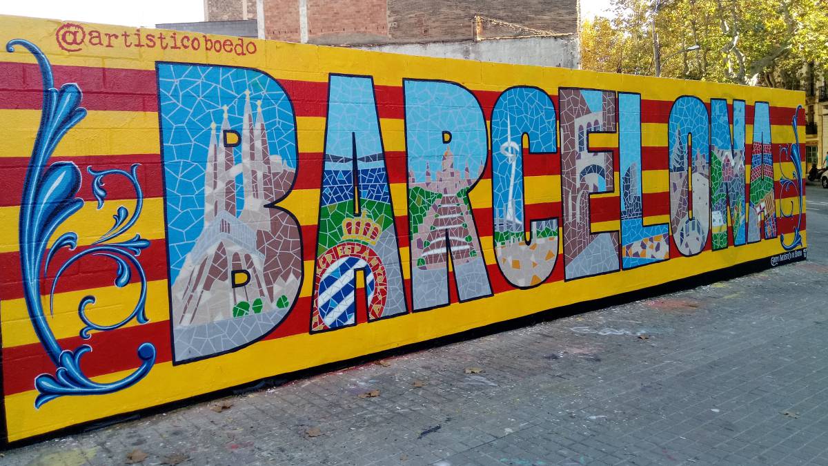 El mural que derriba muros en Barcelona es de trazo argentino
