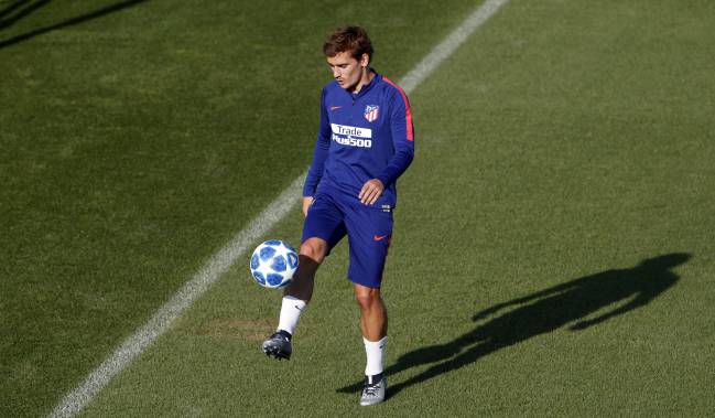 Antoine Griezmann, en un entrenamiento del Atlético.