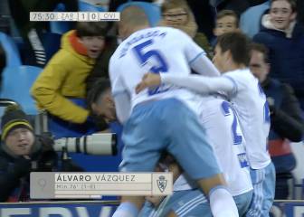 Un doblete de Álvaro Vázquez alarga la racha del Zaragoza
