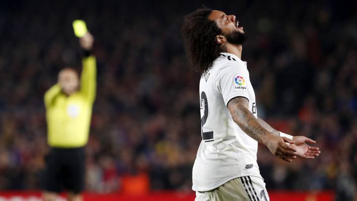 Marcelo, durante el Barcelona-Real Madrid.