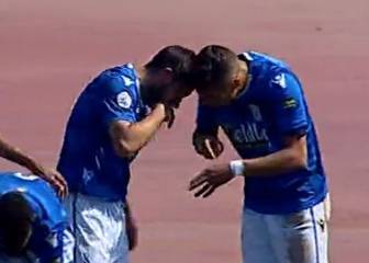 Jugadores del Melilla celebraron un gol simulando que aspiraban alguna sustancia
