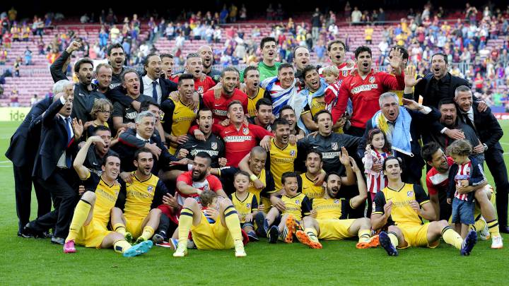 Los jugadores del Atlético celebran el título de Liga. 