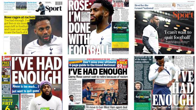 Danny Rose, del Tottenham, ocupa las portadas de todos los diarios deportivos ingleses.